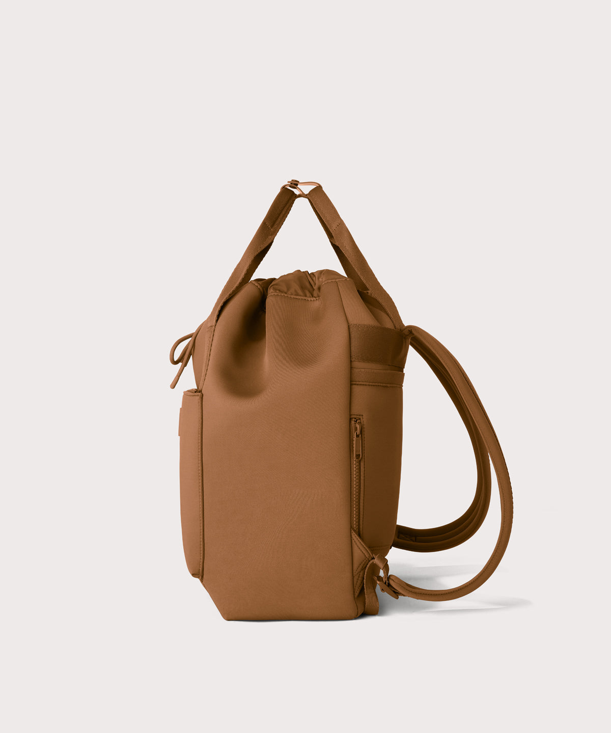 Rhys in a saturated, warm medium-brown with burnt orange undertones, side view
