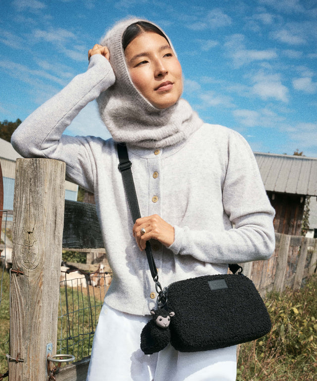 Nora Shoulder Bag in Onyx Shearling