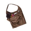 hover - Dagne Dover Dash Grocery Tote in dark brown filled with groceries, keys, and a phone.