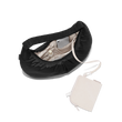 hover - Dagne Dover Rider Shoulder Bag in black unzipped, revealing the interior elastic loops, interior zip pocket, and removable zippered pouch.