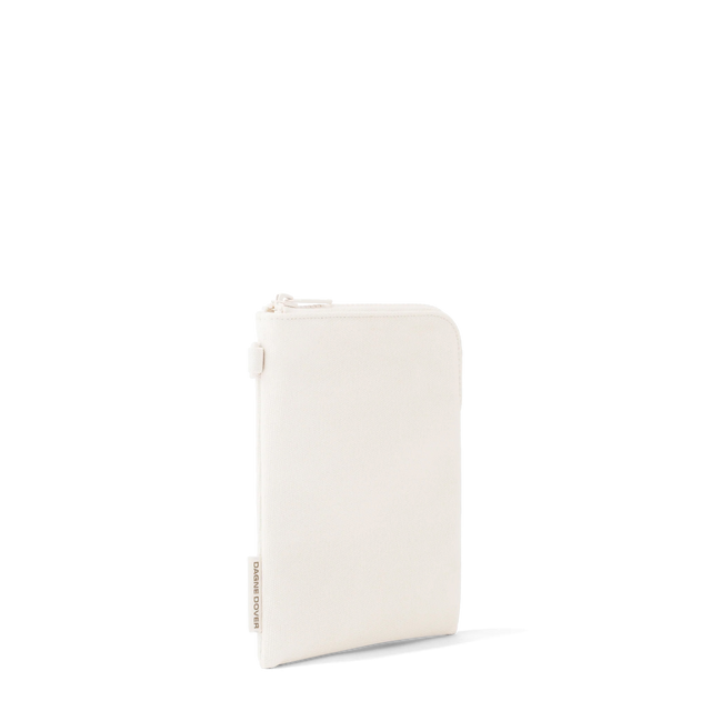 Dagne Dover organic cotton Skye Essentials Pouch in white seen from an angle.