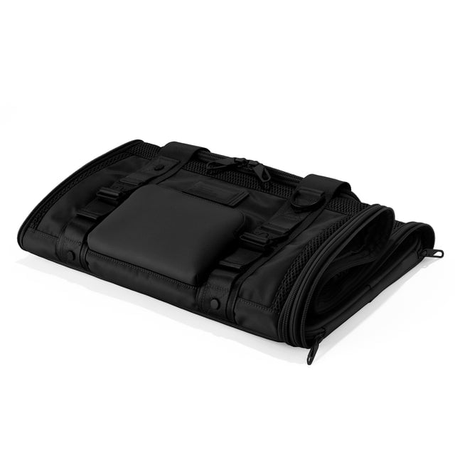 Dagne Dover Large Kyoto Pet Carrier in black folded flat.
