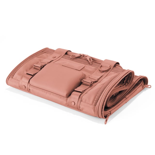 Dagne Dover Large Kyoto Pet Carrier in a warm dust pink folded flat.