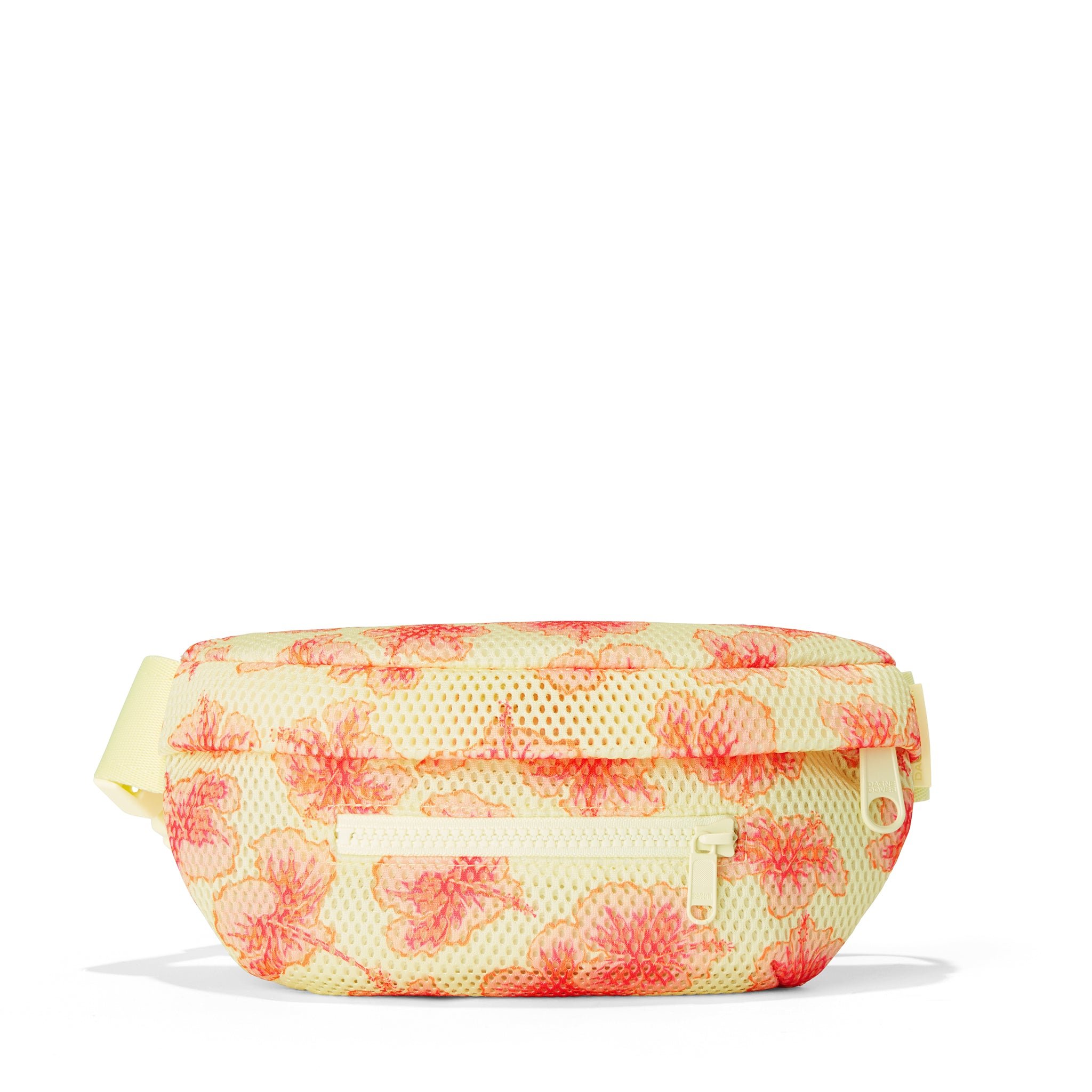 Dagne Dover Ace Fanny Pack in a custom-painted hibiscus pattern airmesh.
