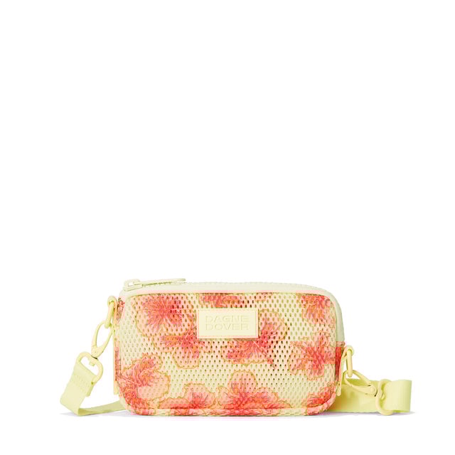 Dagne Dover Mara Phone Sling in a custom-painted hibiscus pattern airmesh.
