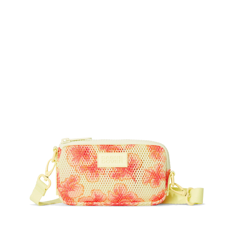 Dagne Dover Mara Phone Sling in a custom-painted hibiscus pattern airmesh.