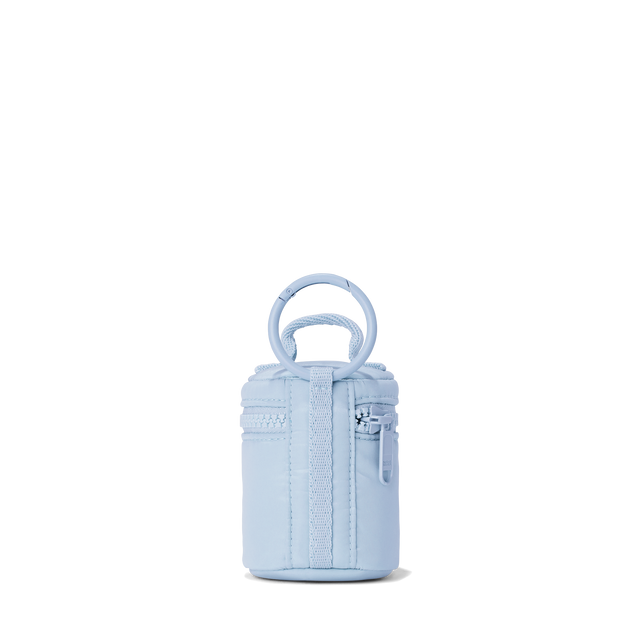 Dagne Dover Mila Keychain in an airy, lighter sky blue seen from the back.
