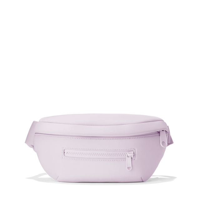 Dagne Dover ace fanny pack in  a soft purple with grey undertones.
