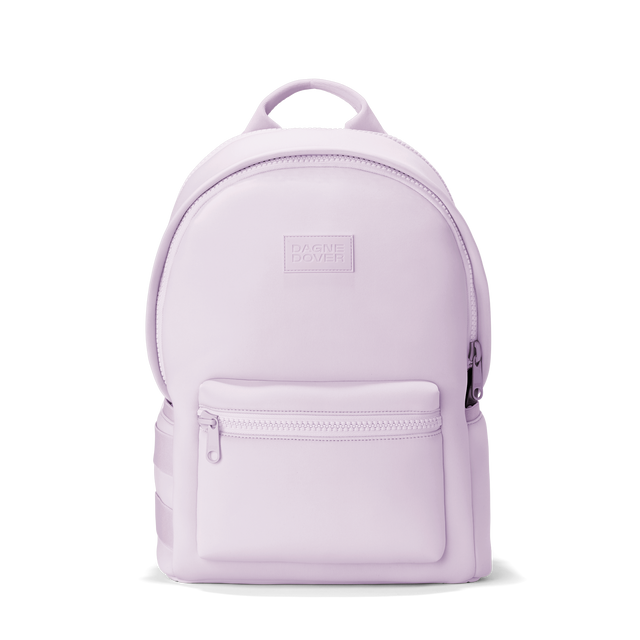 Dagne Dover large Dakota Neoprene Backpack in A soft purple with grey undertones.