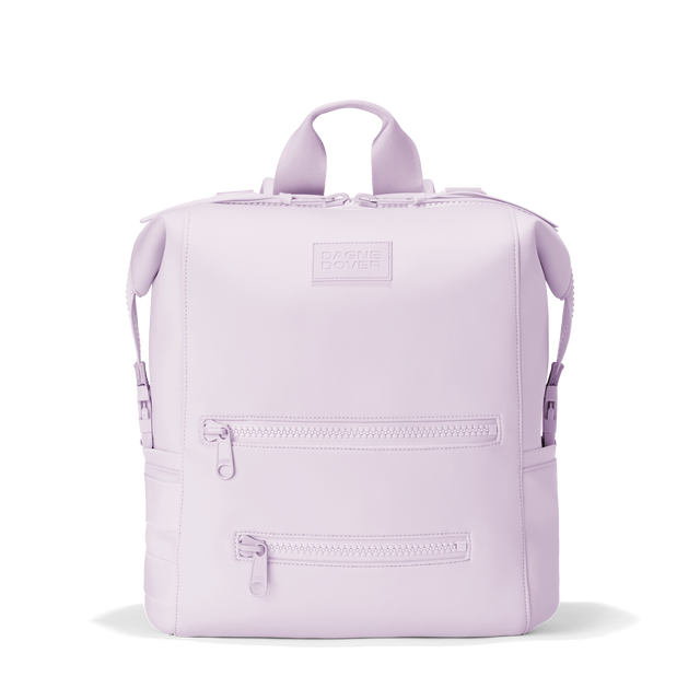 Dagne Dover Large Indi Diaper Backpack in a soft purple with grey undertones.
