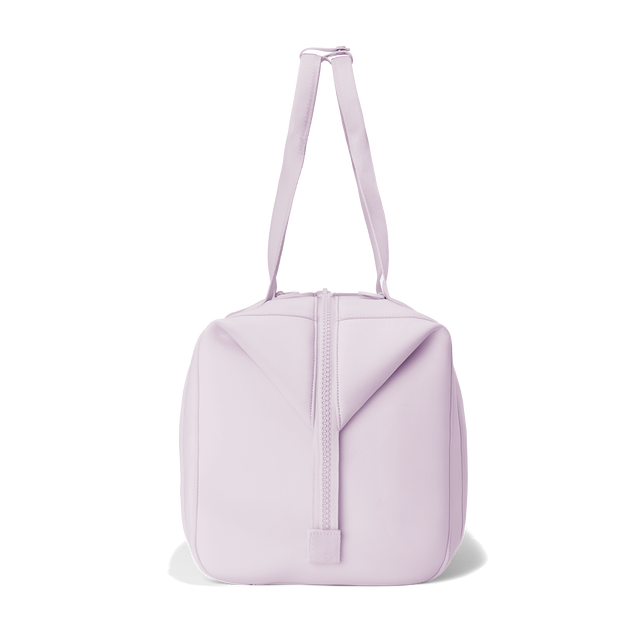 Dagne Dover large Landon Carryall in a soft purple with grey undertones, seen from the side.
