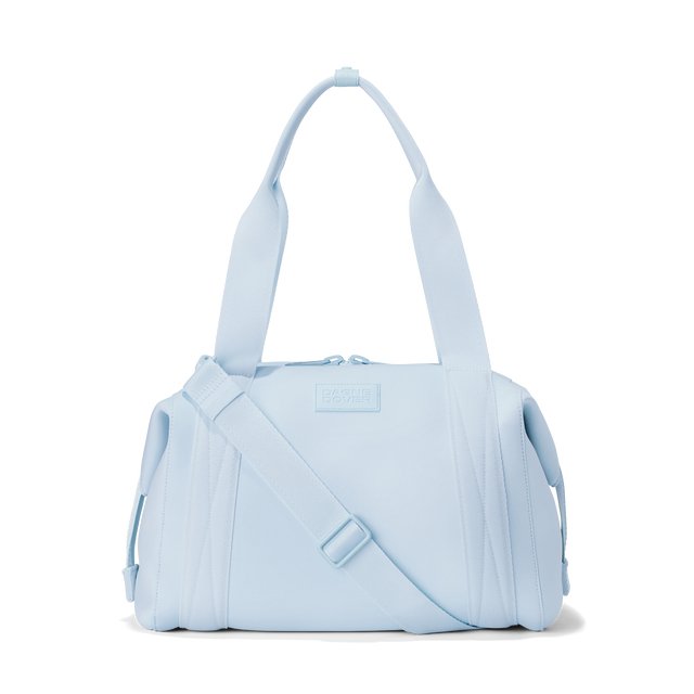 Dagne Dover medium Landon Carryall in an airy, lighter sky blue. 
