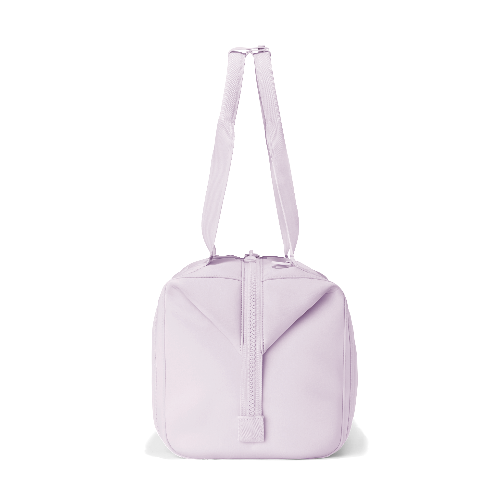 Dagne Dover medium Landon Carryall in a soft purple with grey undertones, seen from the side.
