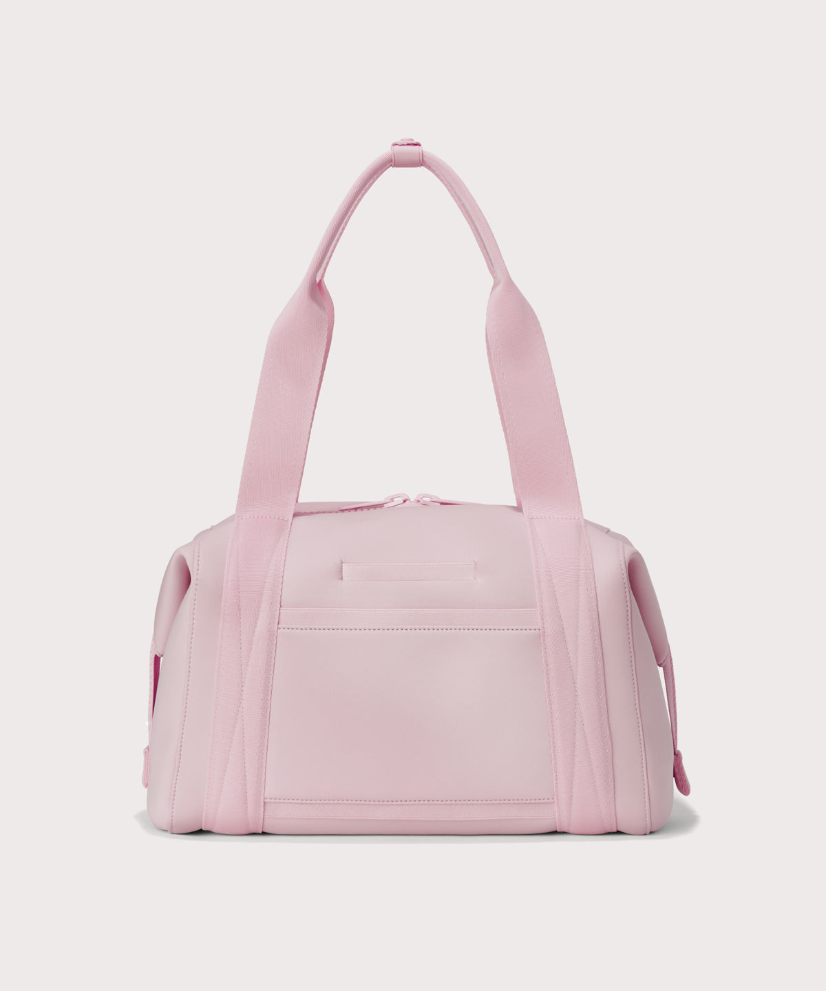  Medium Landon Carryall in a cool, powdery pink with soft grey undertones, displaying an exterior phone pocket
