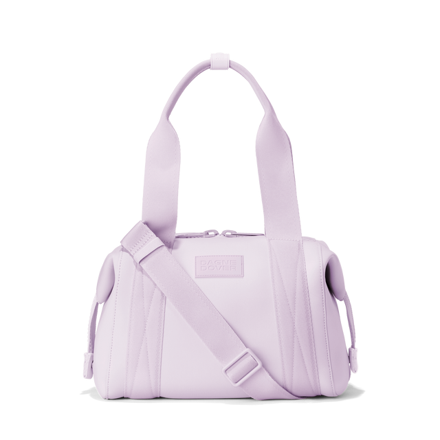 Dagne Dover small Landon Carryall in a soft purple with grey undertones. 
