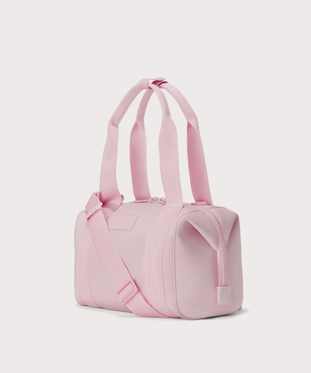  Small Landon Carryall in a cool, powdery pink with soft grey undertones, side angle view
