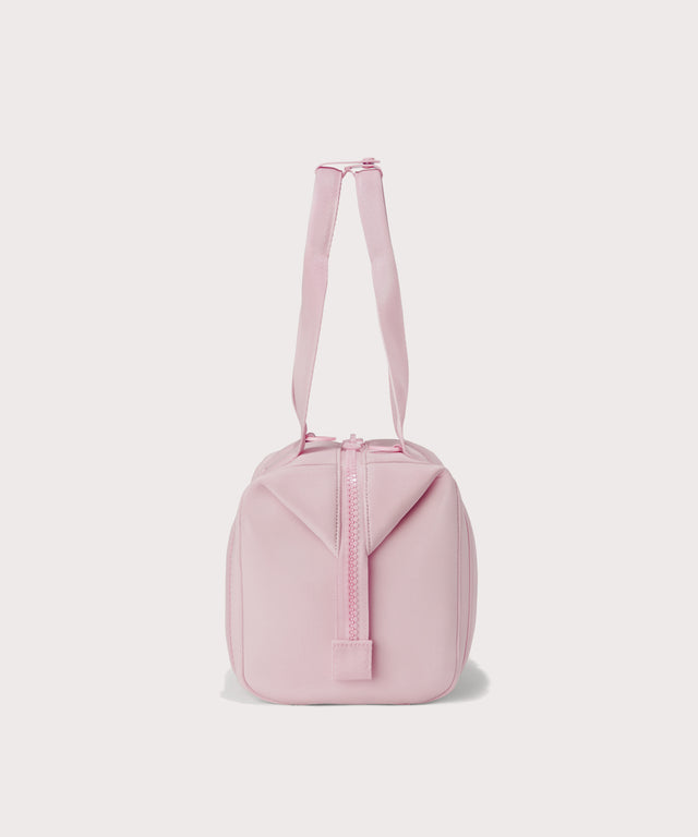  Small Landon Carryall in a cool, powdery pink with soft grey undertones, side view
