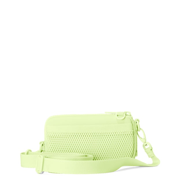 Dagne Dover Mara Phone Sling in matcha green showing the exterior air mesh slip.