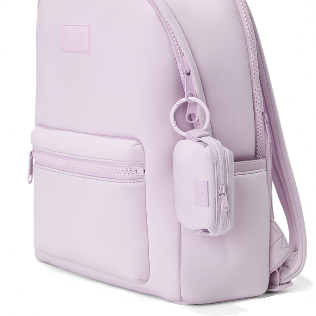 Dagne Dover Hunter Keychain in a soft purple with grey undertones clipped onto a backpack. hover
