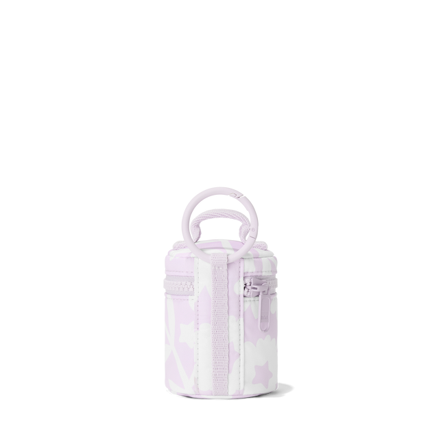 Dagne Dover mila Keychain in a custom washed lilac and cream floral print seen from the back.
