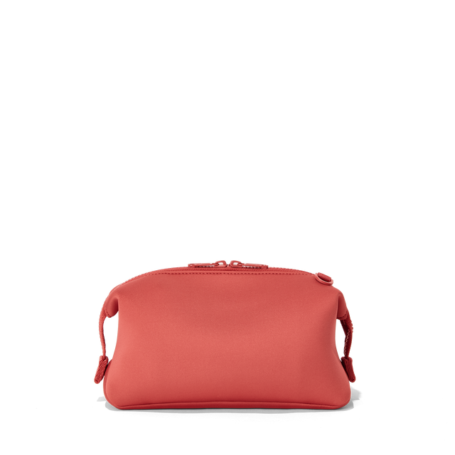 Dagne Dover large Hunter Toiletry Bag in a rich, classic forest green seen from the back.