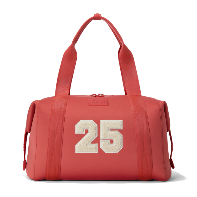 Dagne Dover large Landon Carryall in a poppy, vintage wash red. 