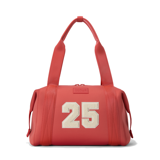 Dagne Dover medium Landon Carryall in a poppy, vintage wash red. 