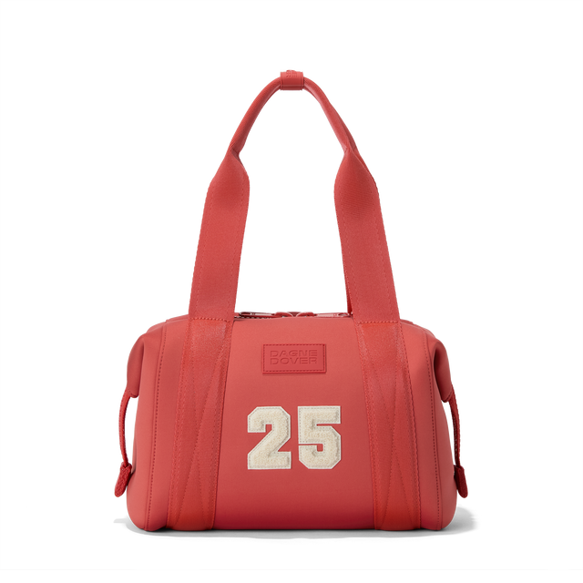Dagne Dover small Landon Carryall in a poppy, vintage wash red. 