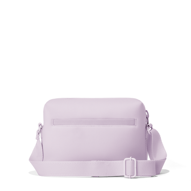 Dagne Dover Micah Crossbody in  a soft purple with grey undertones seen from the back.
