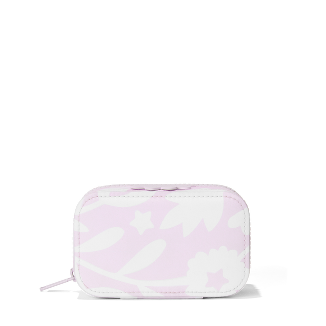 Dagne Dover Small Frankie Jewelry Case in a custom washed lilac and cream floral print.
