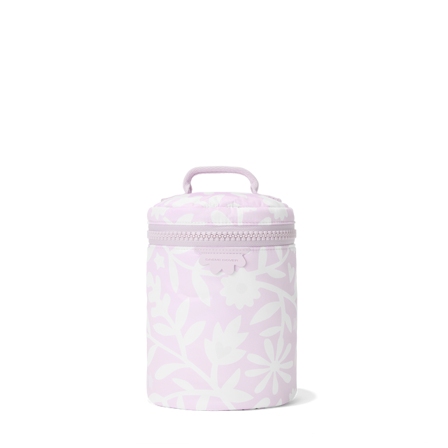 Dagne Dover large Mila Toiletry Pouch in a custom washed lilac and cream floral print.
