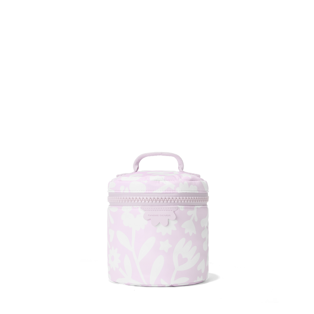 Dagne Dover small Mila Toiletry Pouch in a custom washed lilac and cream floral print.
