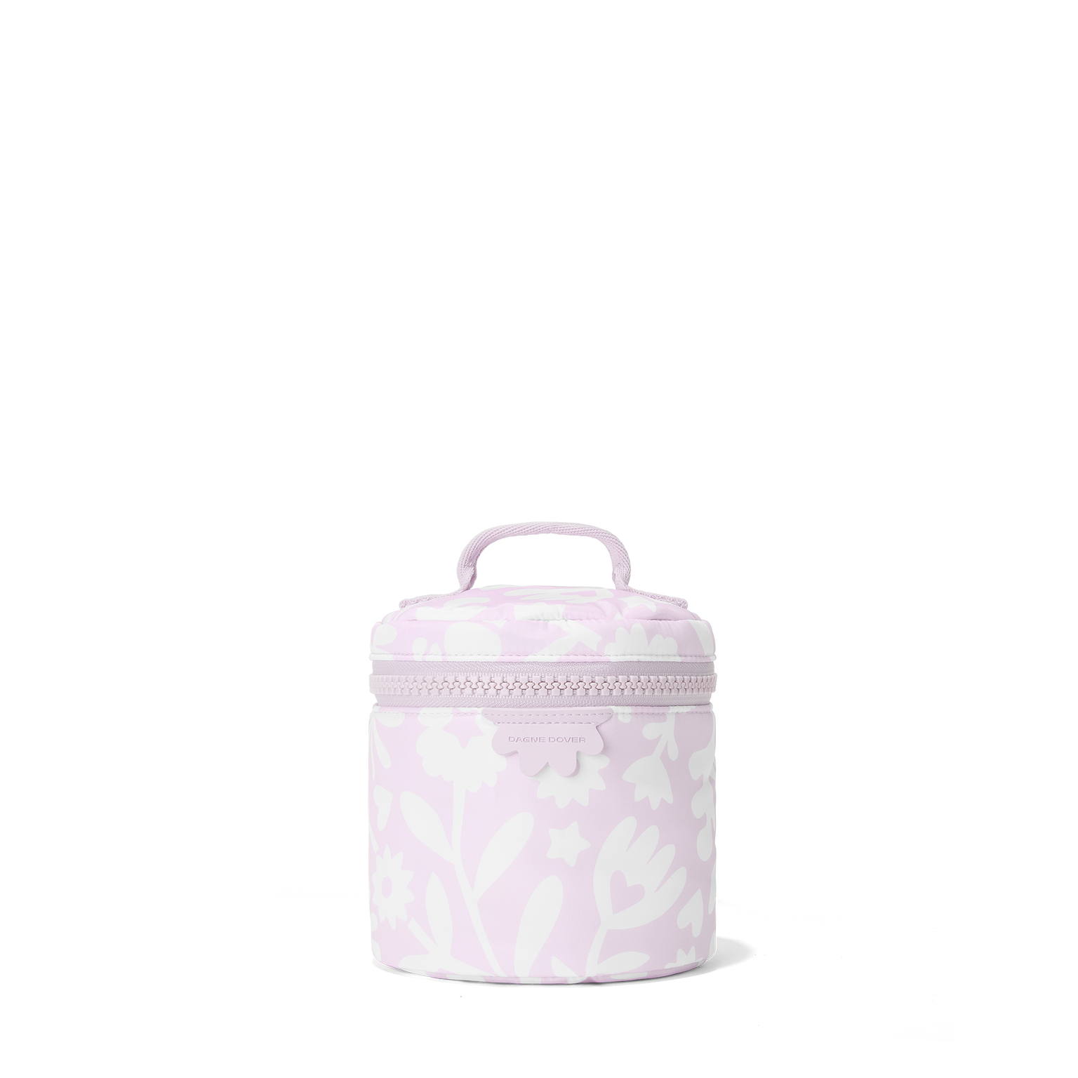 Dagne Dover small Mila Toiletry Pouch in a custom washed lilac and cream floral print.
