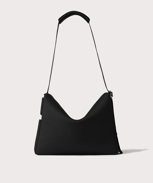 Large Shoulder bag in a  black seen from the back view.