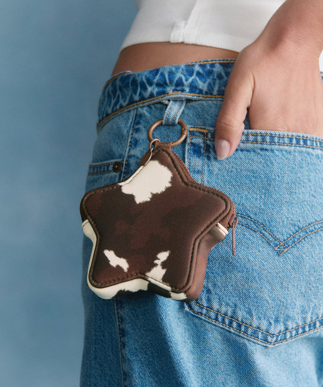 Star Keychain in Cow Print