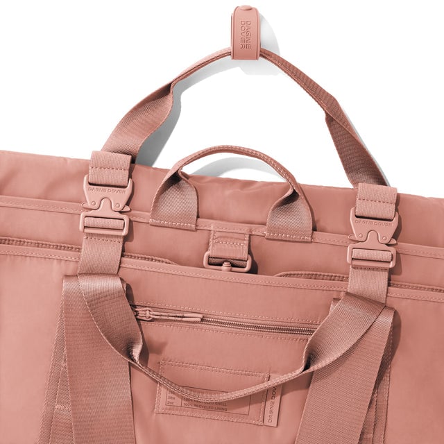 Detail shot of Capri garment bag in warm dust