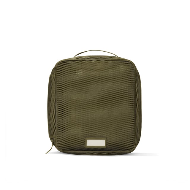 Front view of Large Roma packing cube in dark moss