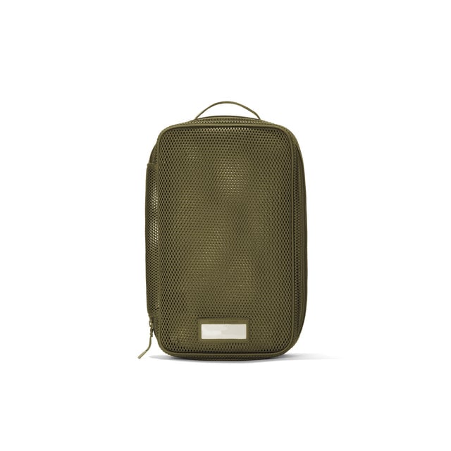 Front view of Medium Roma packing cube in dark moss