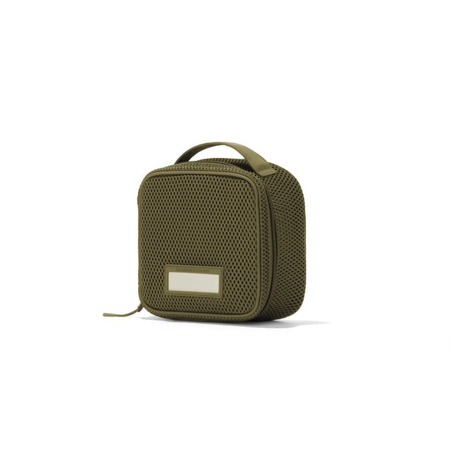 3/4 view of  Small Roma packing cube in dark moss
