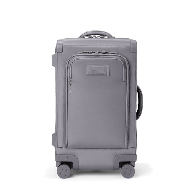 Front view of Seattle 23.5” carry-on rolling luggage in ash