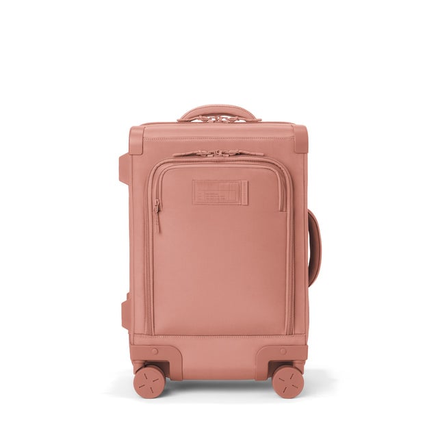 Front view of Seattle carry-on rolling luggage 20.5” in warm dust