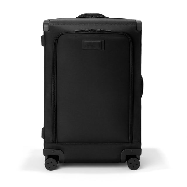 Front view of Sydney checked rolling luggage 28.5” in onyx