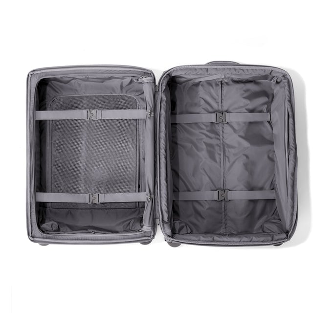Top down of Sydney checked rolling luggage 25” in ash grey 