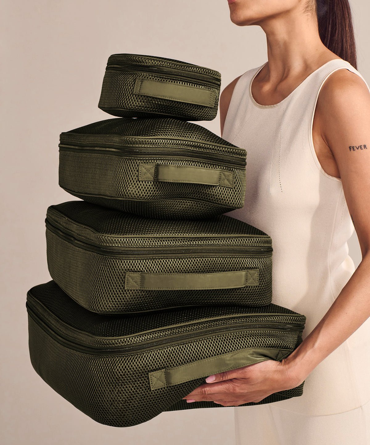 Roma Packing Cube in Warm Dust Air Mesh, Extra Large