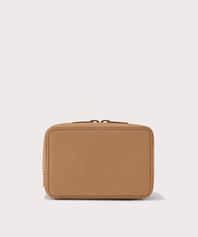 Dagne Dover large Arlo Tech Organizer in camel.