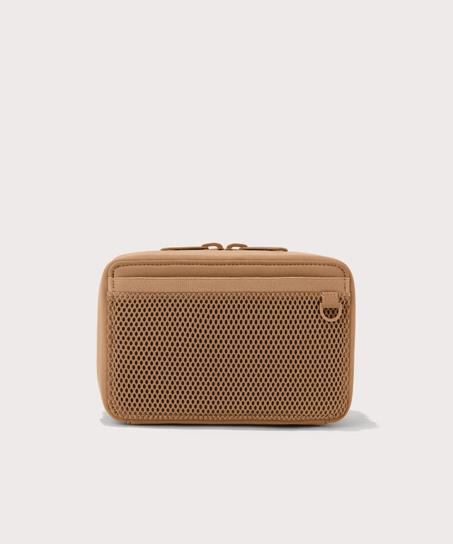 Dagne Dover large Arlo Tech Organizer in camel seen from the back.
