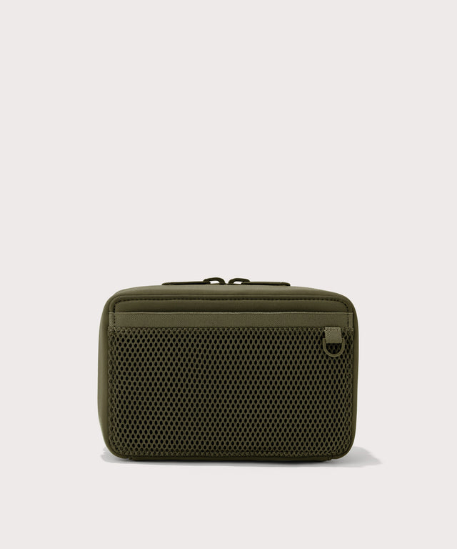 Dagne Dover large Arlo Tech Organizer in dark green seen from the back.
