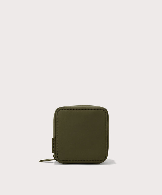 Dagne Dover small Arlo Tech Organizer in dark green.