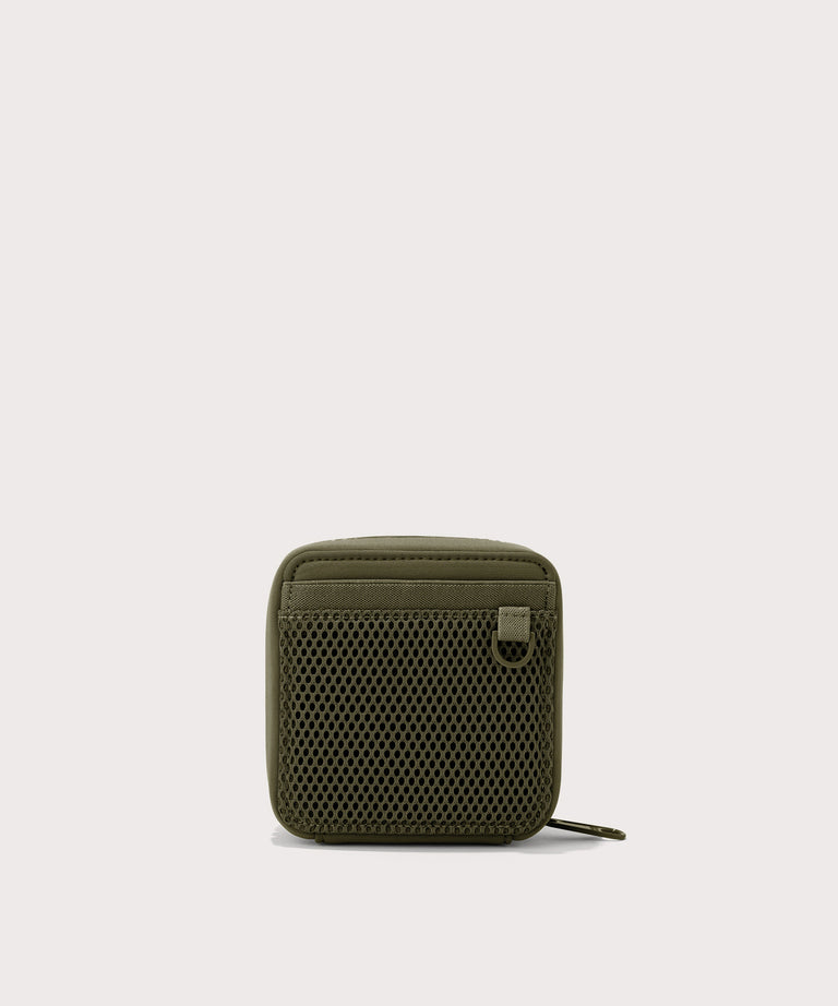 Dagne Dover small Arlo Tech Organizer in dark green seen from the back.