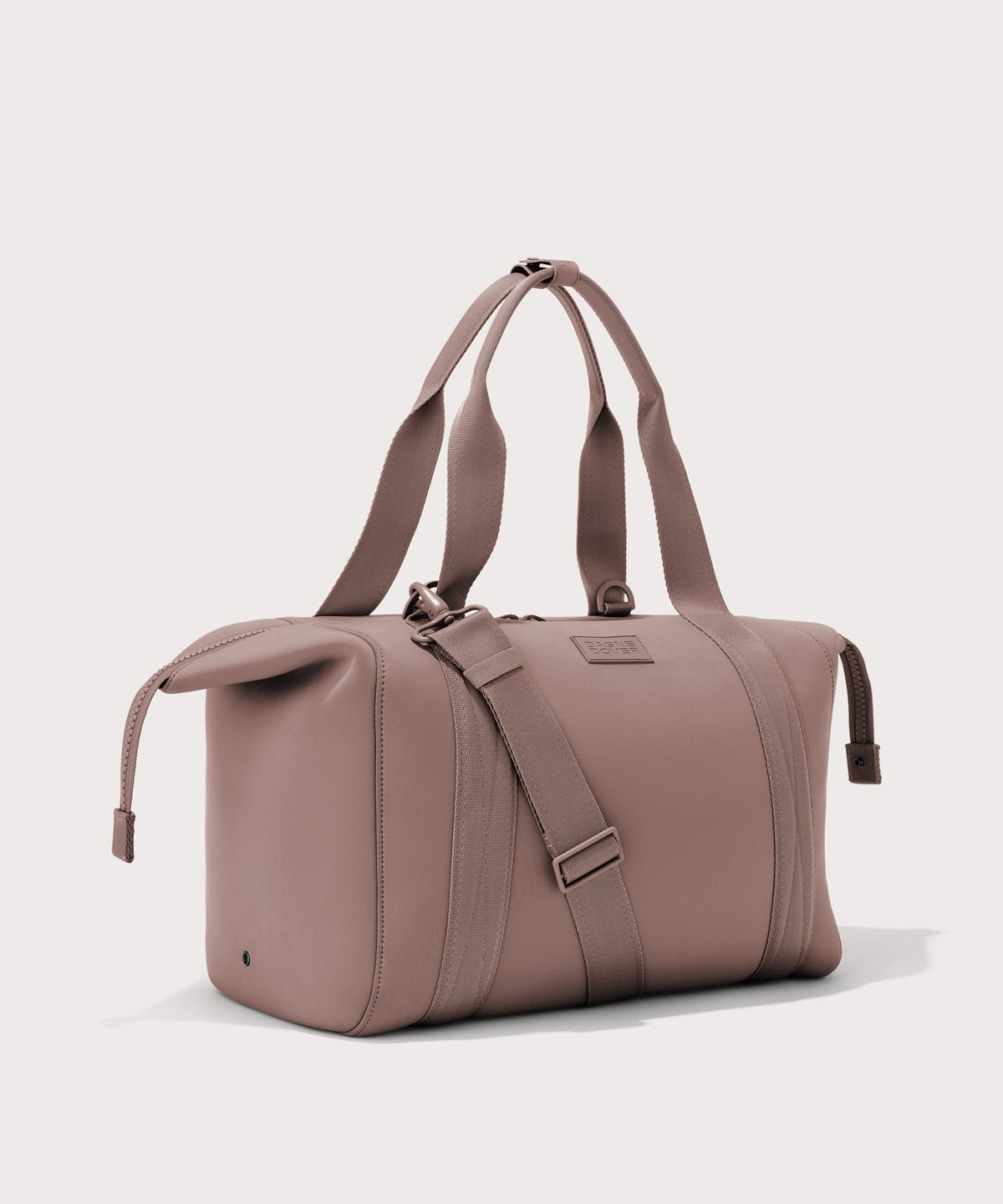 Large Landon Carryall in pink with zippers unbuckled
